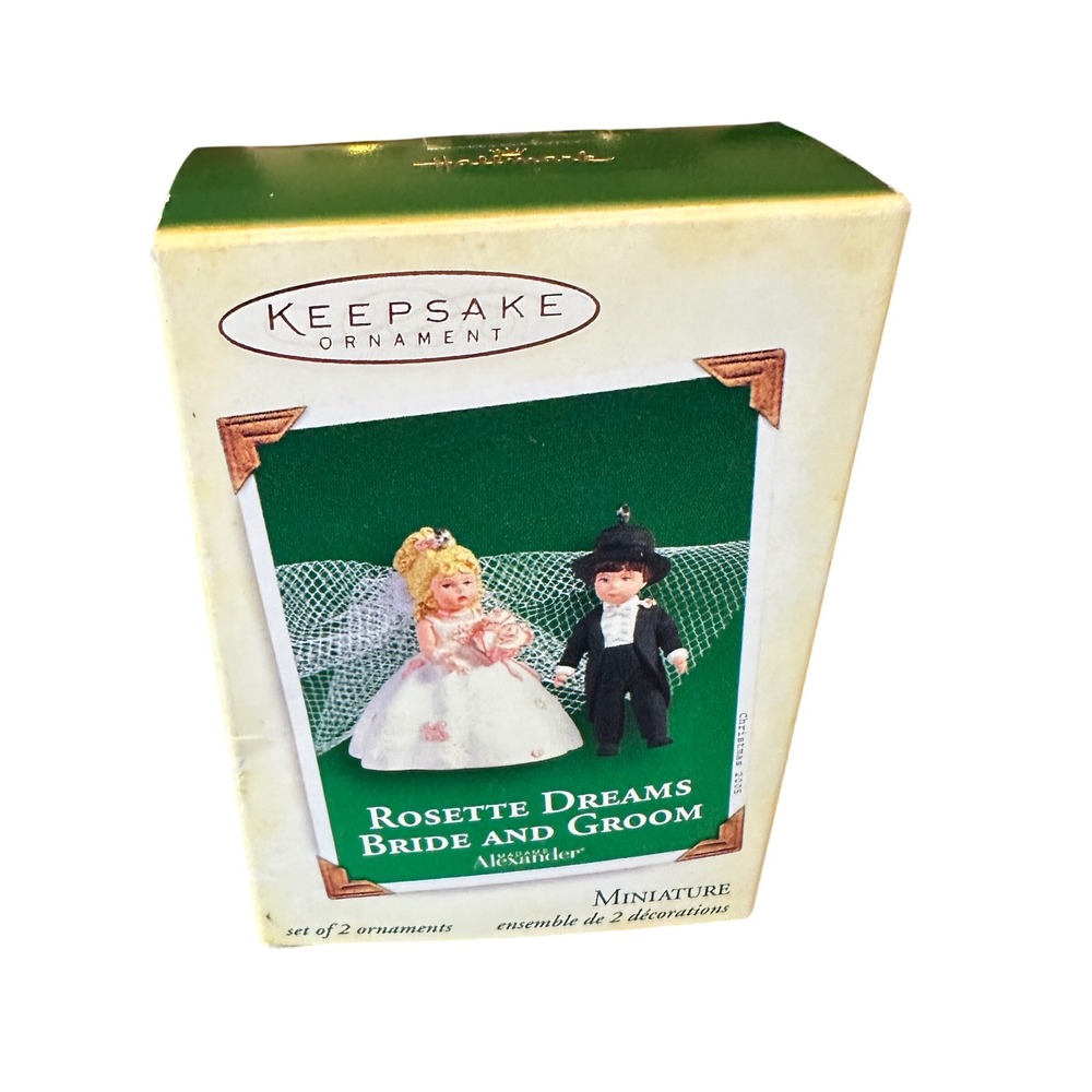 Hallmark Madame Alexander Ornament 2005 Rosette Dreams Bride Groom Miniature Set